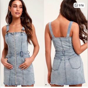 PISTOLA Nina Denim Front Full Zipper Mini Dress Size S